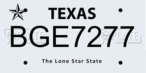 BGE7277 Texas License Plate