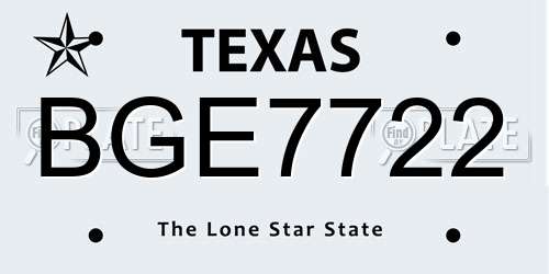 BGE7722 Texas License Plate