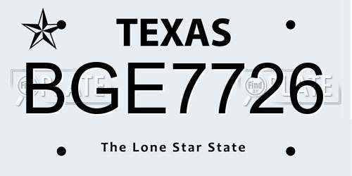 BGE7726 Texas License Plate
