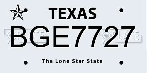 BGE7727 Texas License Plate