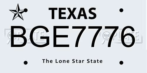 BGE7776 Texas License Plate