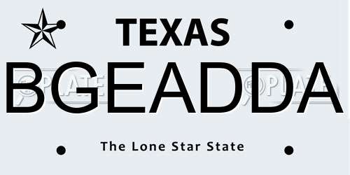 BGEADDA Texas License Plate