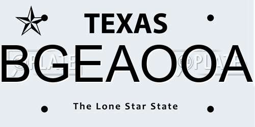 BGEAOOA Texas License Plate