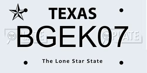 BGEK07 Texas License Plate