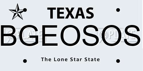 BGEOSOS Texas License Plate