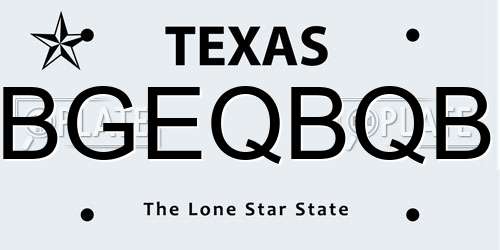 BGEQBQB Texas License Plate