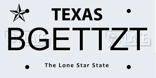 BGETTZT Texas License Plate