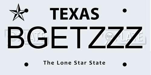 BGETZZZ Texas License Plate