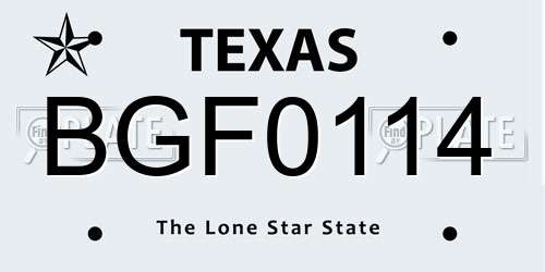 BGF0114 Texas License Plate