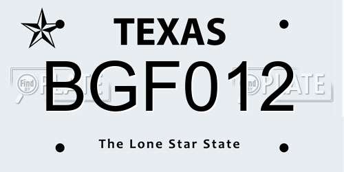 BGF012 Texas License Plate