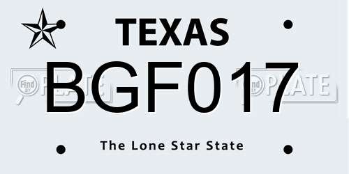 BGF017 Texas License Plate