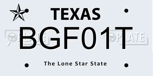 BGF01T Texas License Plate