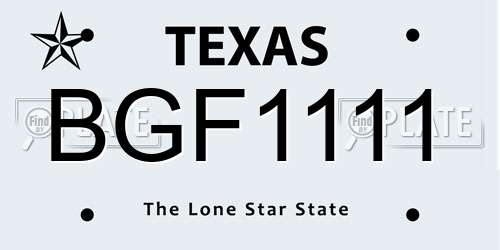 BGF1111 Texas License Plate