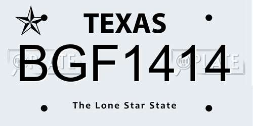 BGF1414 Texas License Plate