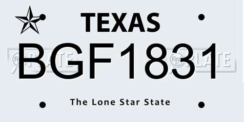 BGF1831 Texas License Plate