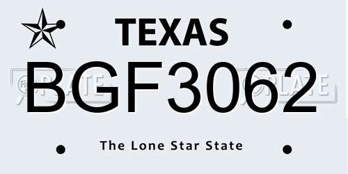 BGF3062 Texas License Plate