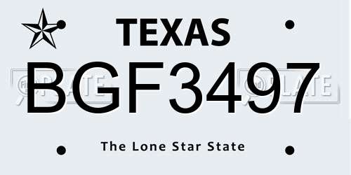 BGF3497 Texas License Plate