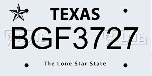 BGF3727 Texas License Plate