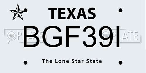BGF39I Texas License Plate