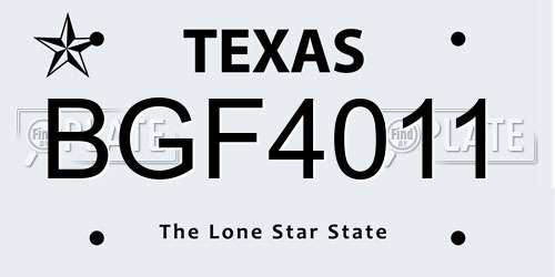 BGF4011 Texas License Plate