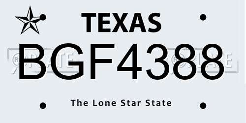 BGF4388 Texas License Plate