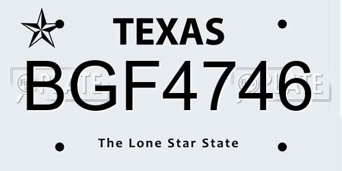 BGF4746 Texas License Plate
