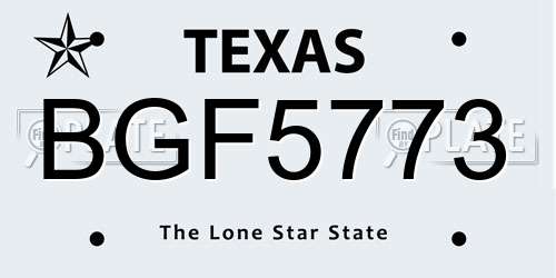 BGF5773 Texas License Plate