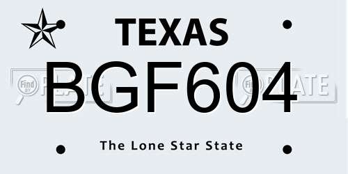 BGF604 Texas License Plate