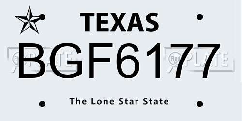 BGF6177 Texas License Plate