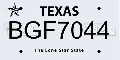 BGF7044 Texas License Plate