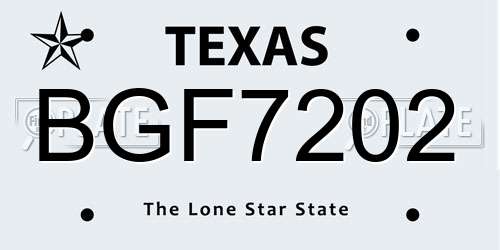 BGF7202 Texas License Plate