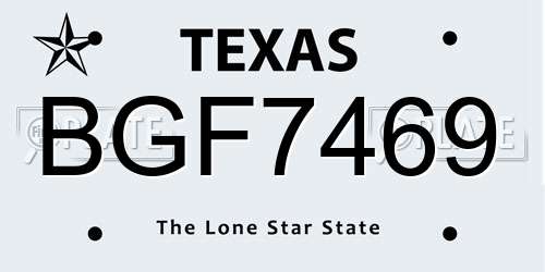 BGF7469 Texas License Plate