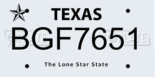 BGF7651 Texas License Plate