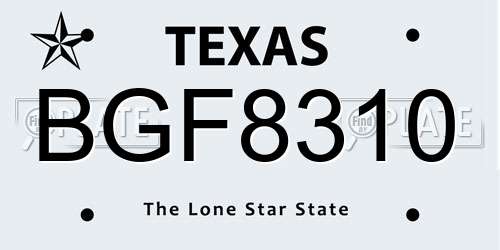 BGF8310 Texas License Plate