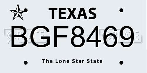 BGF8469 Texas License Plate