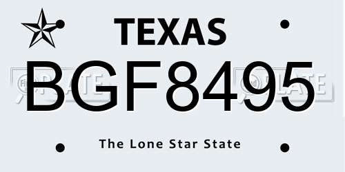 BGF8495 Texas License Plate