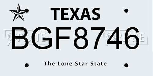 BGF8746 Texas License Plate