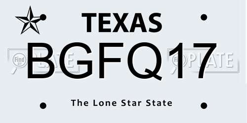 BGFQ17 Texas License Plate