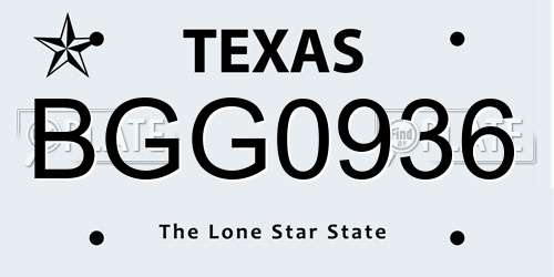 BGG0936 Texas License Plate