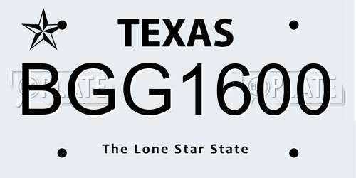 BGG1600 Texas License Plate