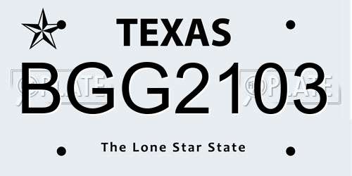 BGG2103 Texas License Plate