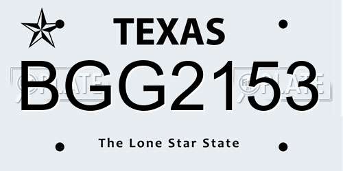 BGG2153 Texas License Plate