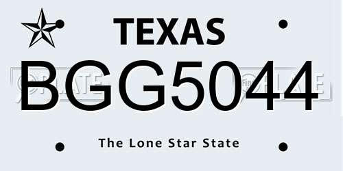 BGG5044 Texas License Plate