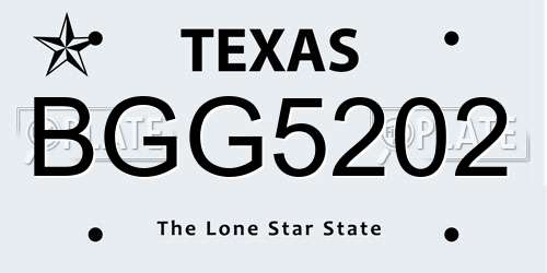 BGG5202 Texas License Plate