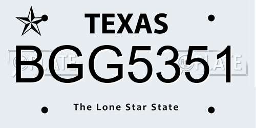 BGG5351 Texas License Plate