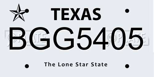 BGG5405 Texas License Plate