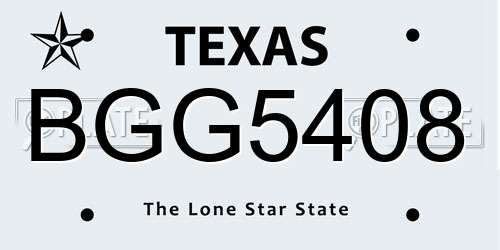 BGG5408 Texas License Plate