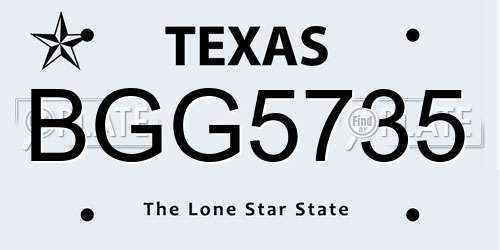 BGG5735 Texas License Plate