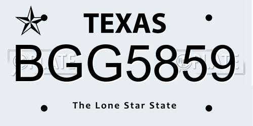 BGG5859 Texas License Plate