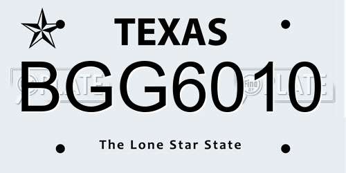 BGG6010 Texas License Plate